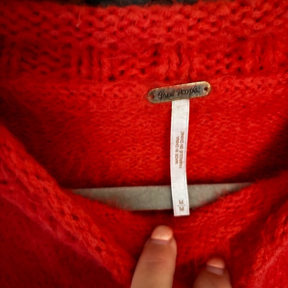Free People Red Sweater with Peach Motif - Picture 2 of 6